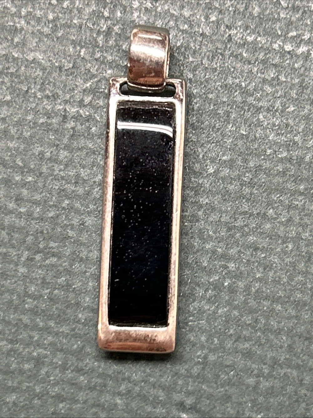 Pendant Silver Tone Reversable Black White Insets 1 1/2 x 3/8"
